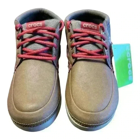 🆕Crocs Men's Beach Line Boat Chukka Boot Size 10 Hazelnut/Brick Red NWT - Picture 4 of 10